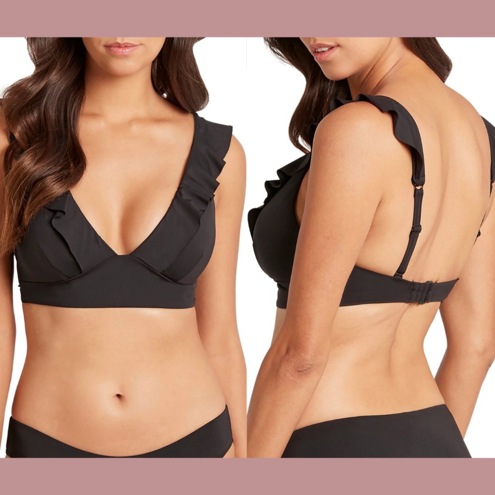 NWT Sea Level [ 4 US/ 8 AUS] Ruffle Frill Bikini Top in Black‎